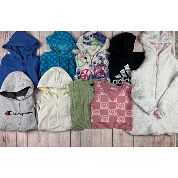 9 Piece Girl Hoodie Jacket Sweater Lot Bundle - Picture 1 of 6